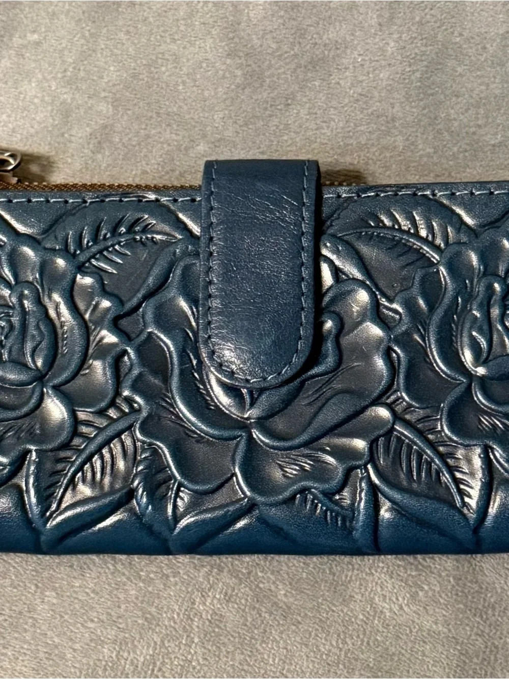 Patricia Nash Embossed Floral Leather Wallet - Teal